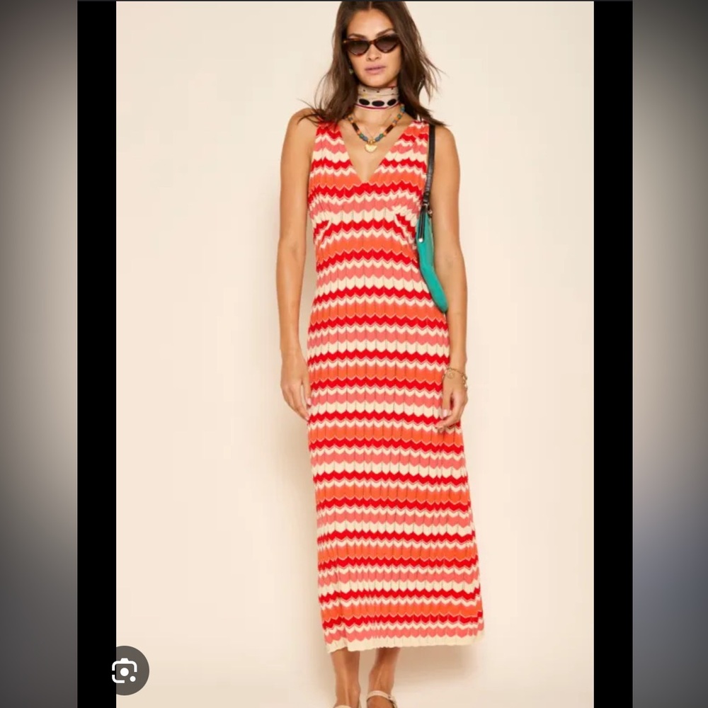 RIXO Sandrine dress in retro chevron, NWT